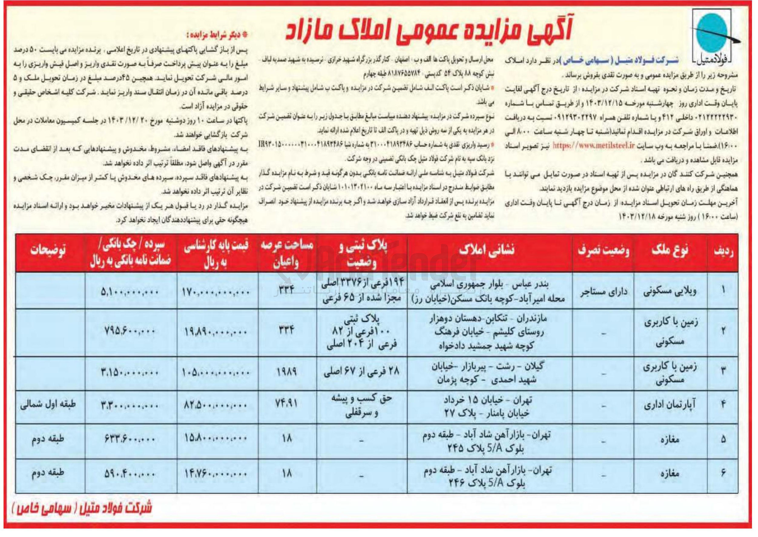 تصویر کوچک آگهی فروش املاک در 6 ردیف با کاربری مسکونی، اداری، تجاری