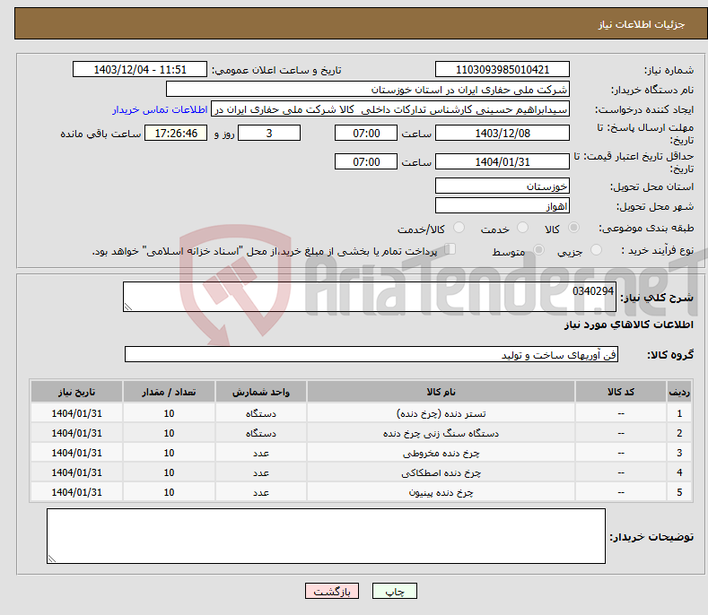 تصویر کوچک آگهی نیاز انتخاب تامین کننده-0340294