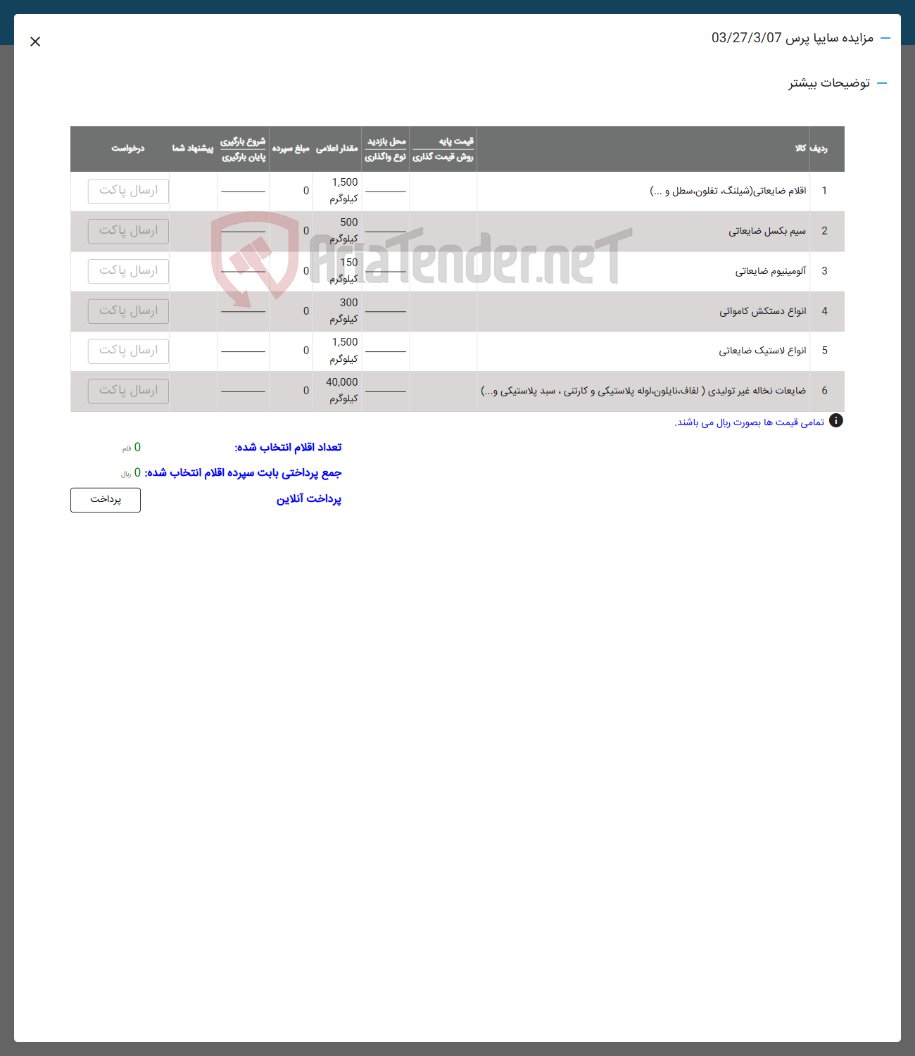 تصویر کوچک آگهی فروش اقلام ضایعاتی شیلنگ تفلون سطل و .... و سیم بکسل ضایعاتی و الومينيوم ضايعاتي و انواع دستکش کامواتی و انواع لاستیک ضایعاتی و ضایعات نخاله غیر تولیدی ( لفاف ، نایلون لوله پلاستیکی و کارتنی . سید پلاستیکی و .... ) 