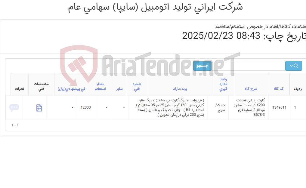 تصویر کوچک آگهی کارت ‎ردیابی قطعات X200