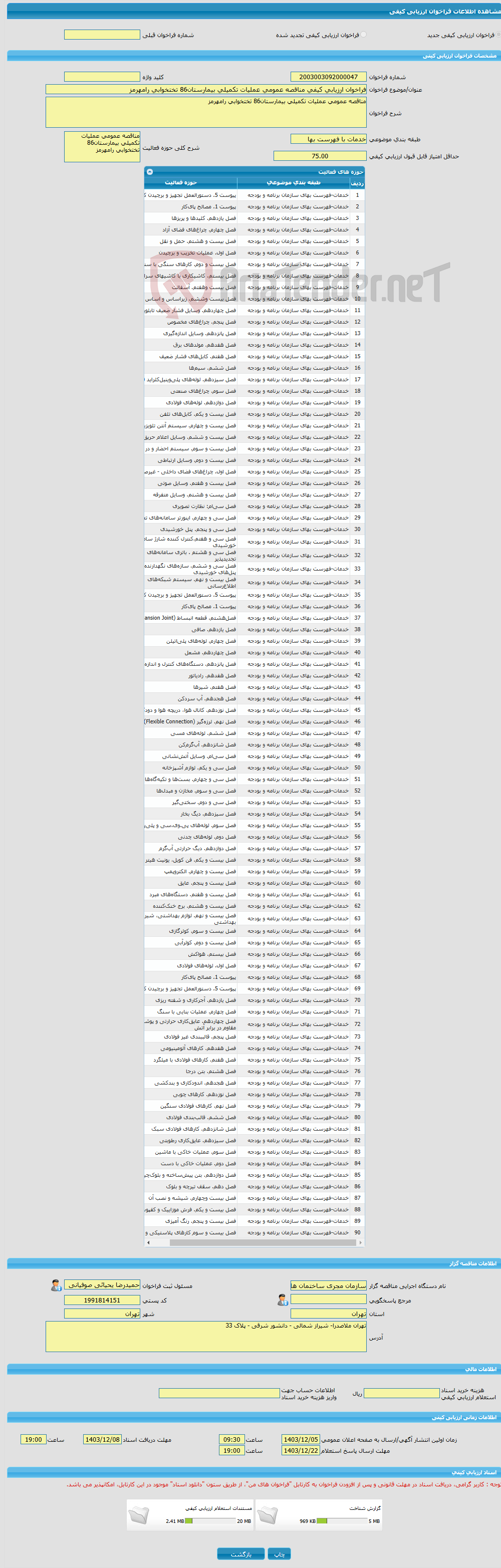 تصویر کوچک آگهی فراخوان ارزیابی کیفی مناقصه عمومی عملیات تکمیلی بیمارستان86 تختخوابی رامهرمز