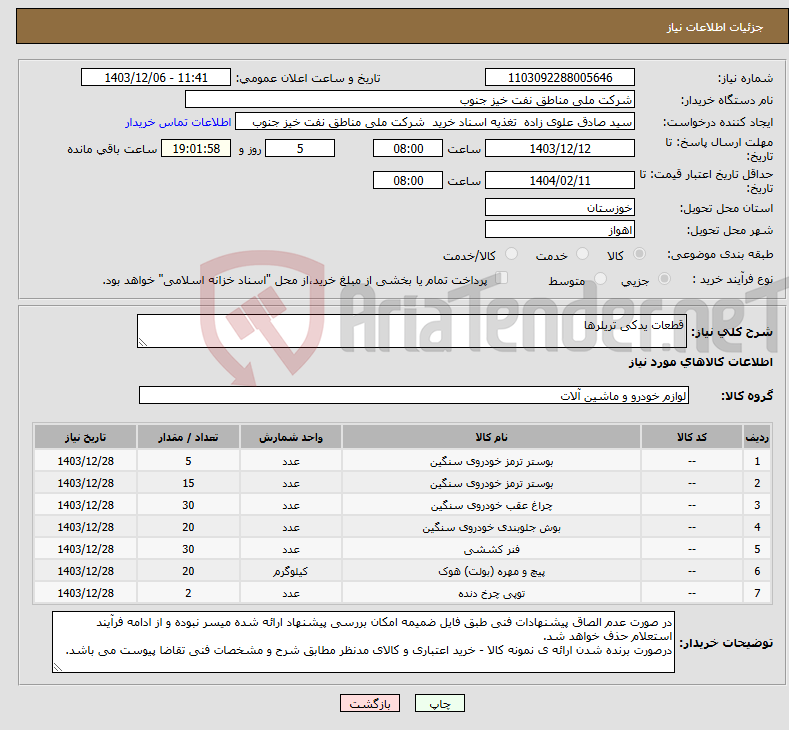 تصویر کوچک آگهی نیاز انتخاب تامین کننده-قطعات یدکی تریلرها