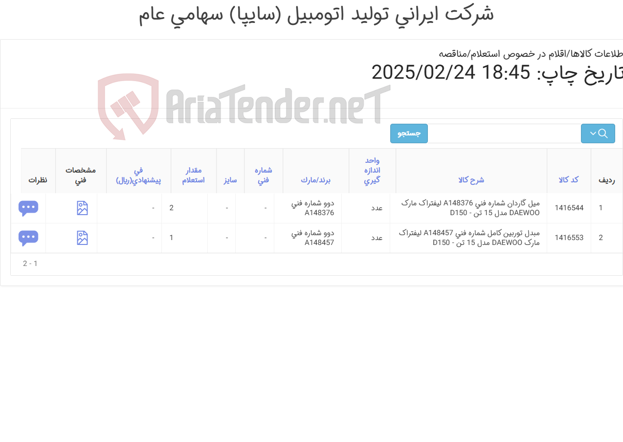 تصویر کوچک آگهی لوازم لیفتراک 15تن دوو Daewoo
