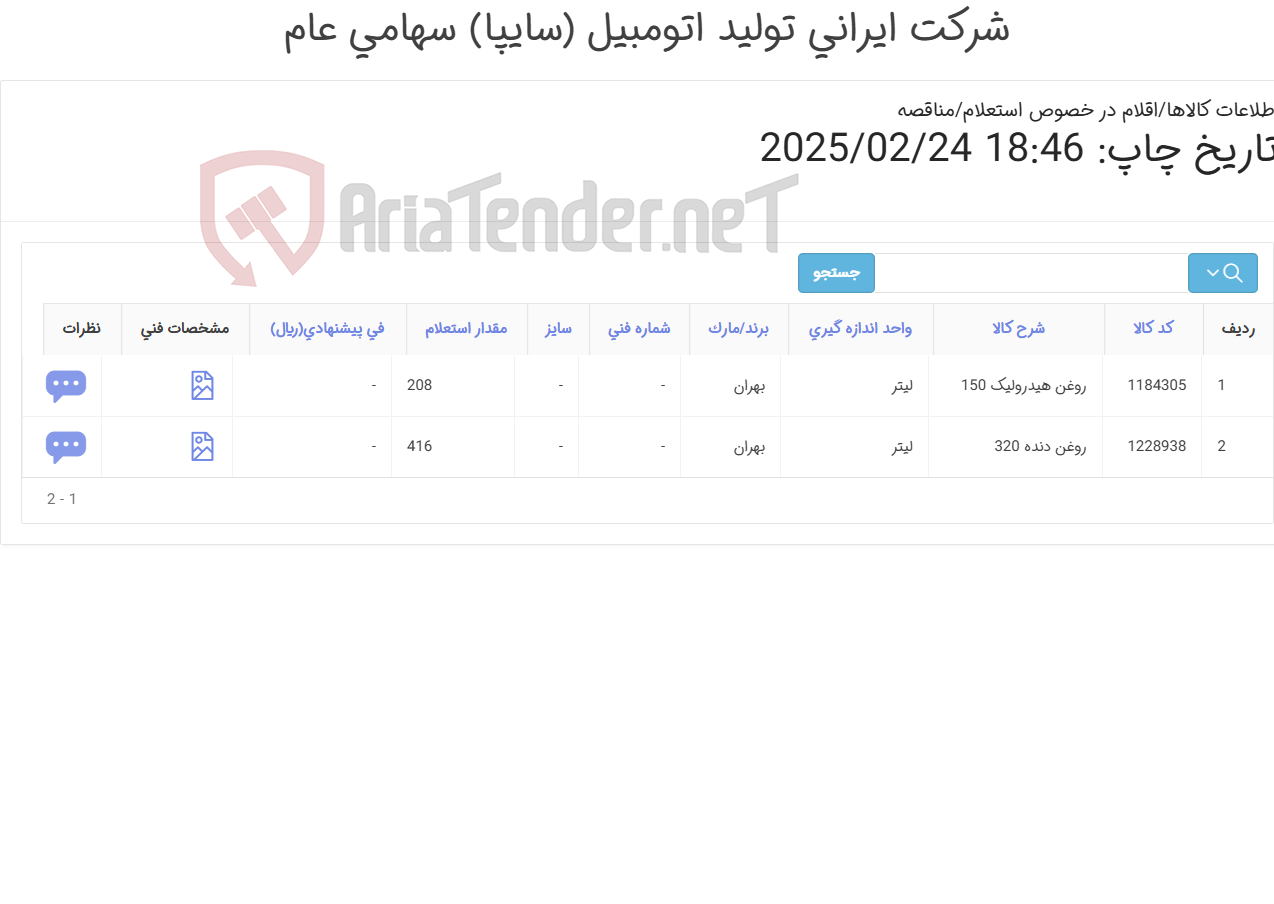 تصویر کوچک آگهی سه ردیف روغن