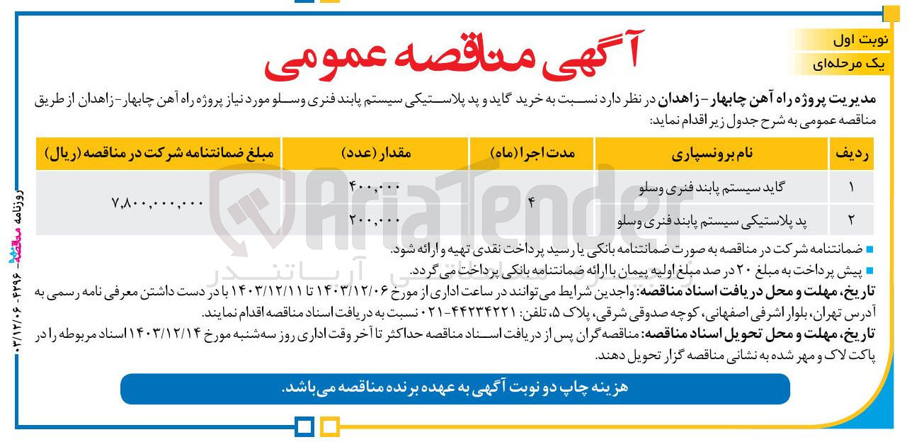 تصویر کوچک آگهی خرید گاید و پد پلاستیکی سیستم پابند فنری وسلو 