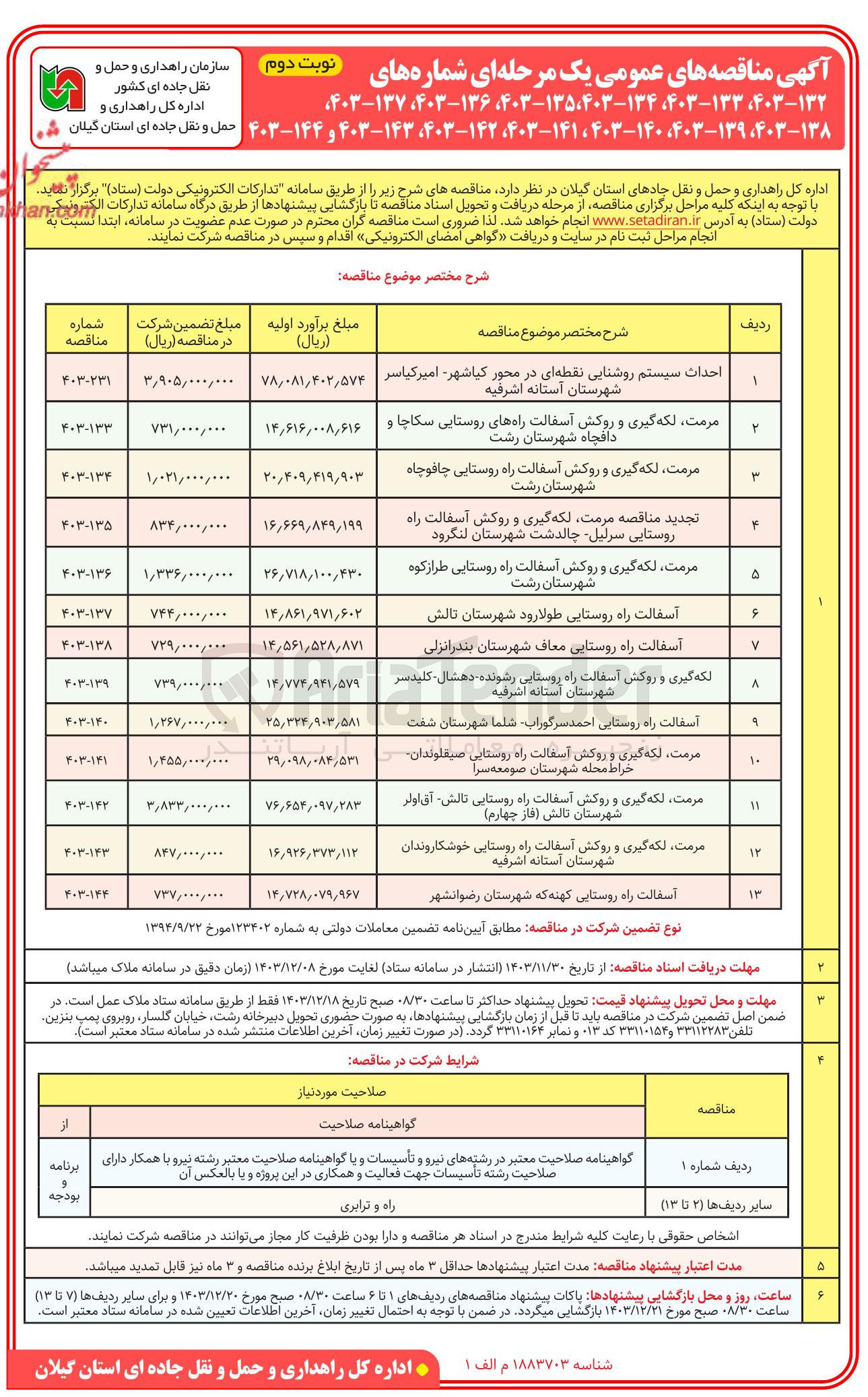 تصویر کوچک آگهی مرمت لکه گیری و روکش آسفالت راه های روستایی سکاچا و دافچاه