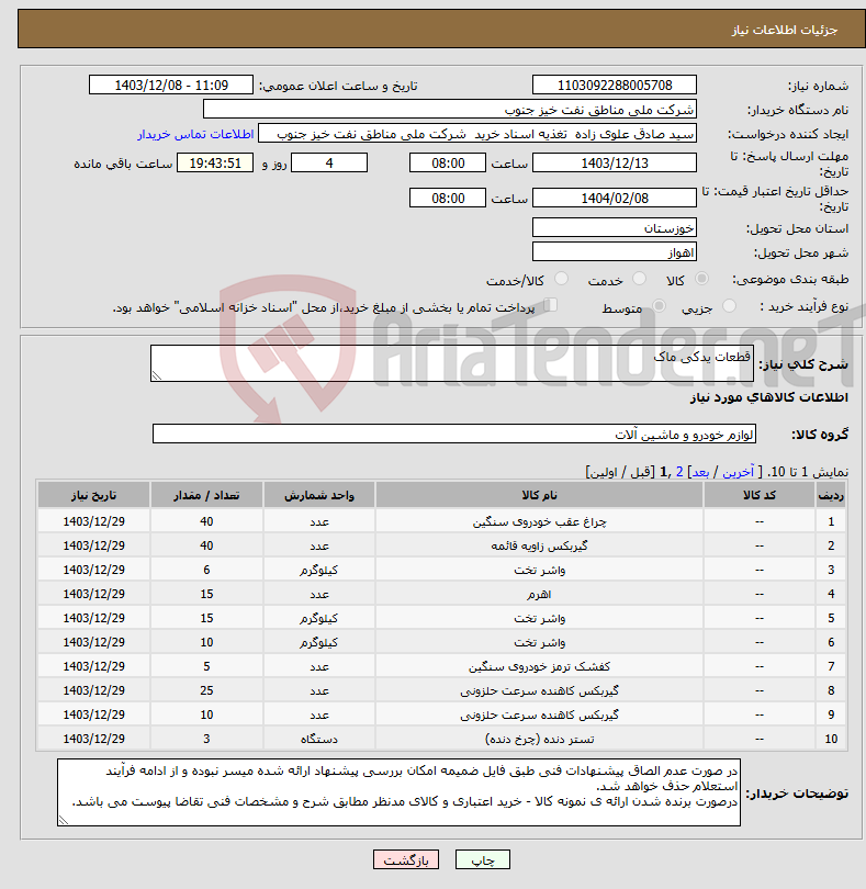 تصویر کوچک آگهی نیاز انتخاب تامین کننده-قطعات یدکی ماک