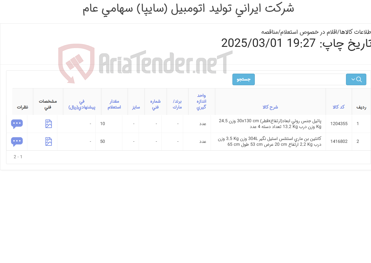 تصویر کوچک آگهی اقلام آشپزخانه صنعتی