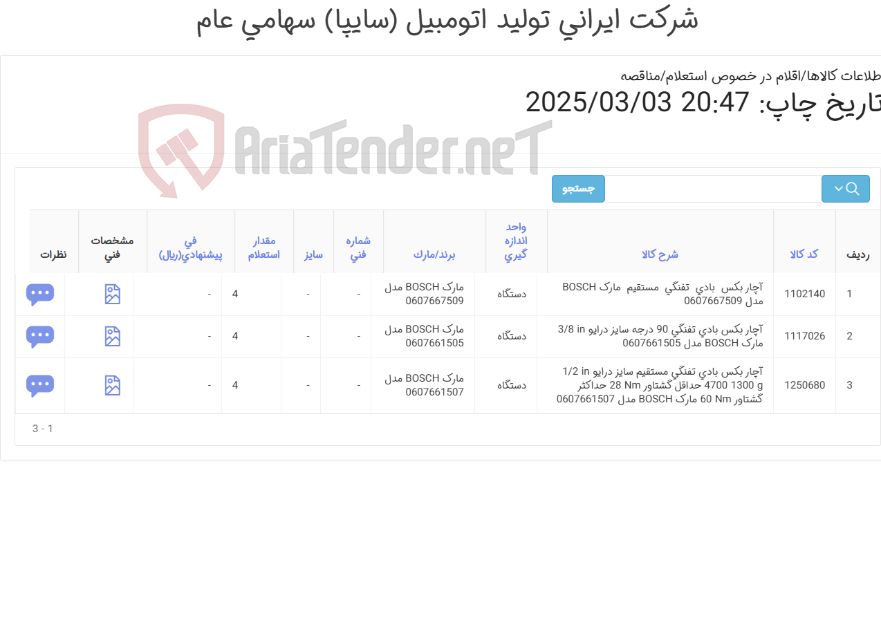 تصویر کوچک آگهی مناقصه آچار بکس بادی تفنگی BOSCH