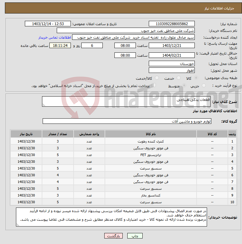تصویر کوچک آگهی نیاز انتخاب تامین کننده-قطعات یدکی هیتاچی