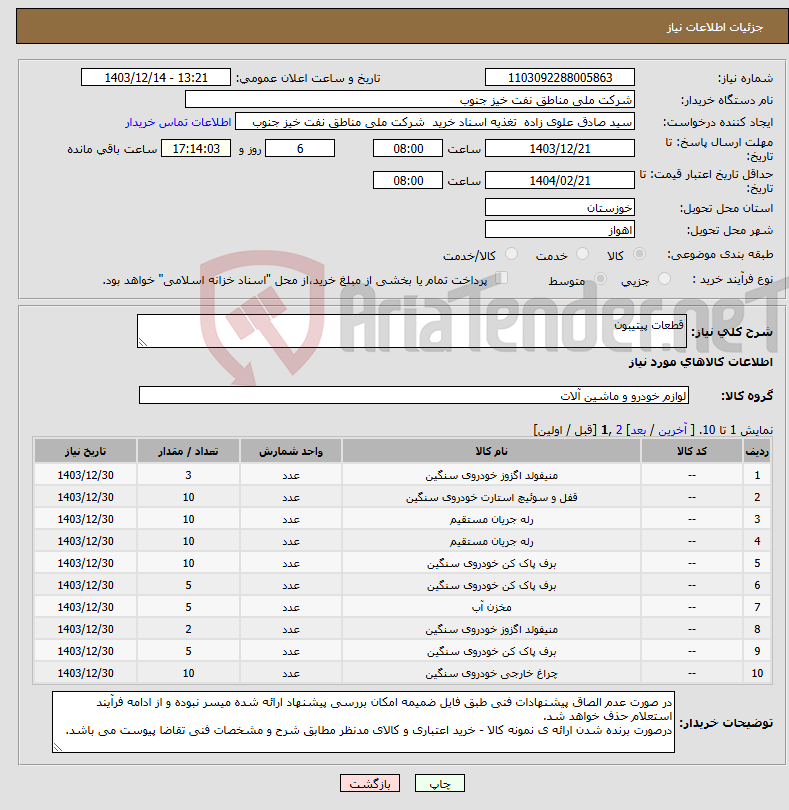 تصویر کوچک آگهی نیاز انتخاب تامین کننده-قطعات پیتیبون