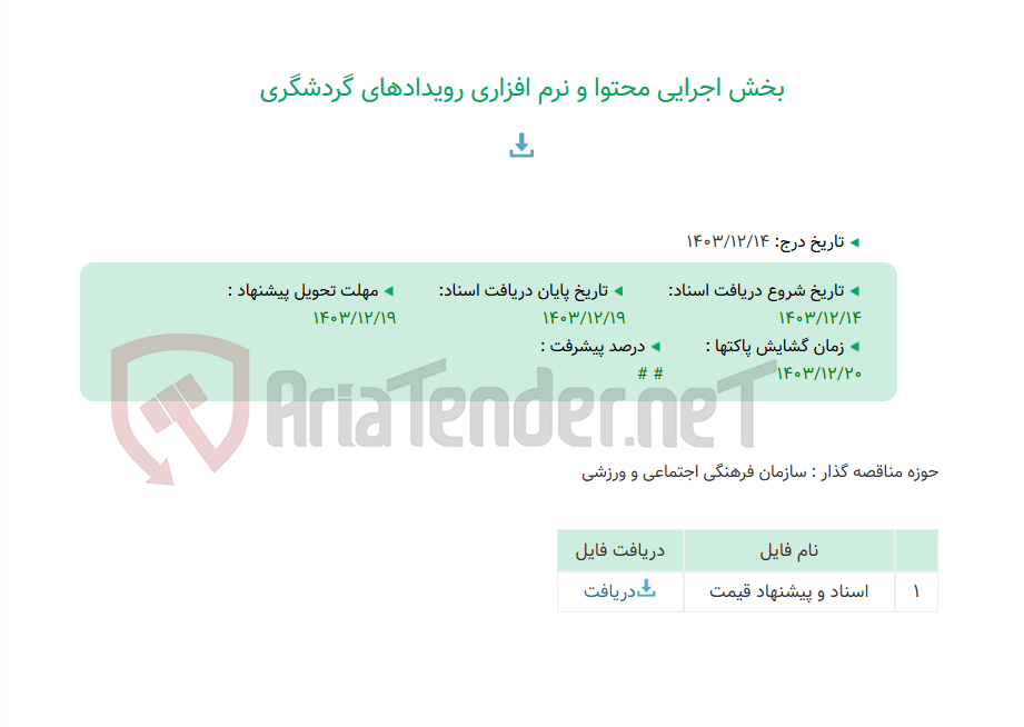 تصویر کوچک آگهی بخش اجرایی محتوا و نرم افزاری رویدادهای گردشگری