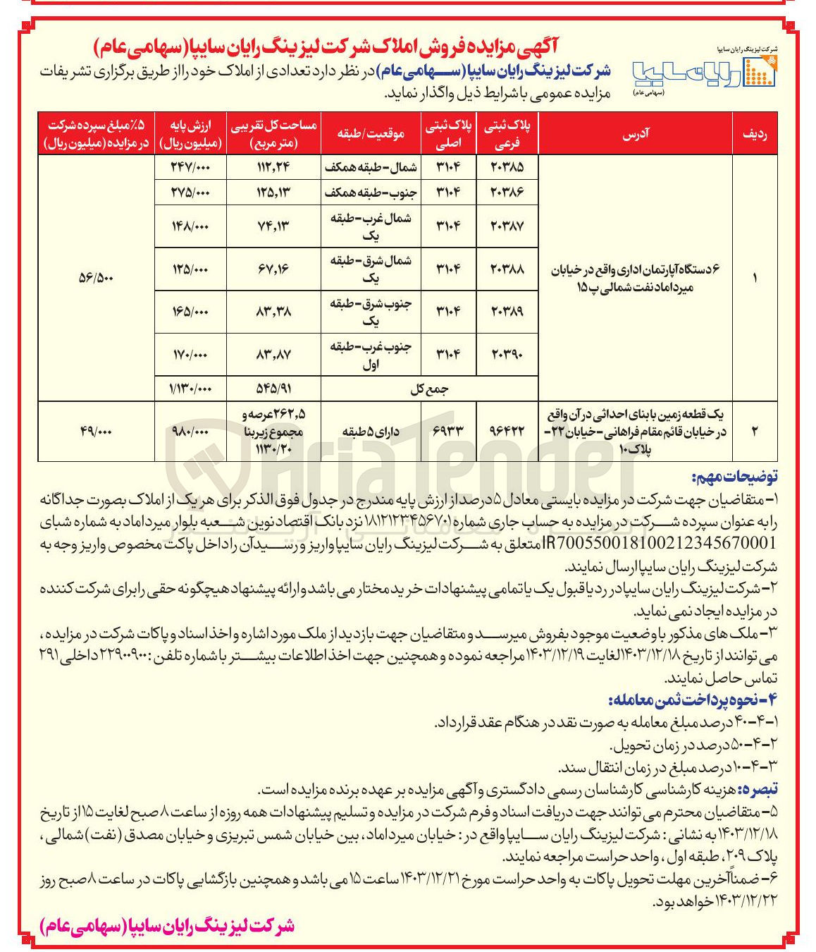 تصویر کوچک آگهی ۶ دستگاه آپارتمان اداری