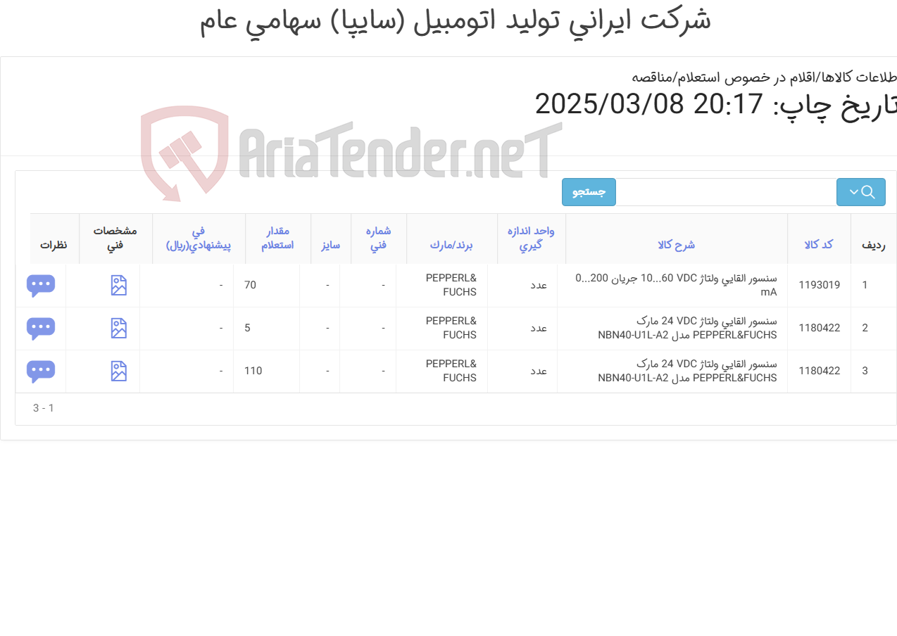 تصویر کوچک آگهی انواع سنسور PEPPERL& FUCHS