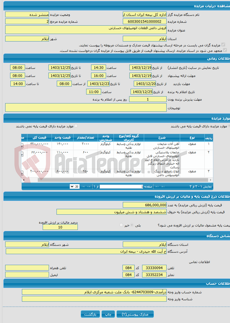 تصویر کوچک آگهی فروش داغی قطعات اتومبیلهای خسارتی