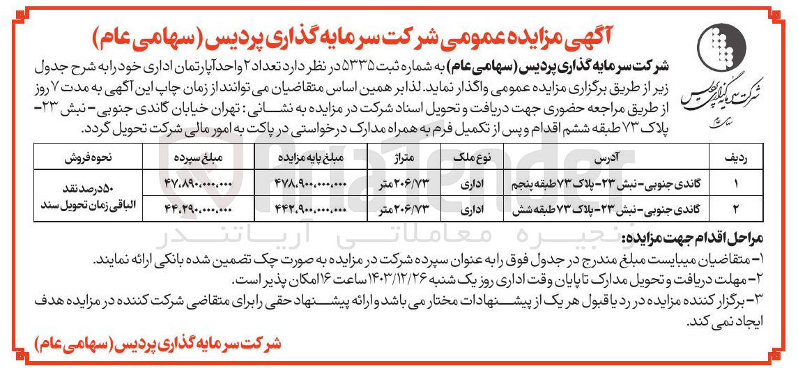 تصویر کوچک آگهی فروش تعداد ۲ واحد آپارتمان اداری