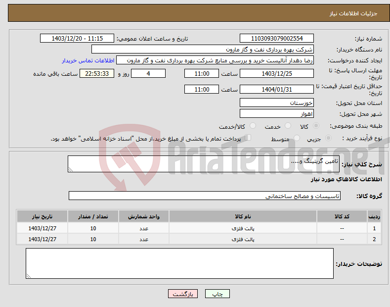 تصویر کوچک آگهی نیاز انتخاب تامین کننده-تامین گریتینگ و.....