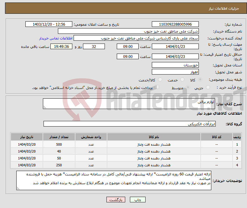 تصویر کوچک آگهی نیاز انتخاب تامین کننده-لوازم برقی