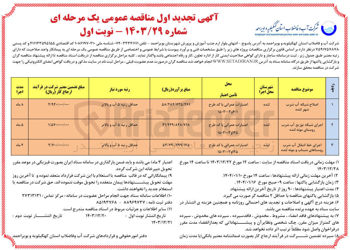 تصویر کوچک آگهی اجرای شبکه توزیع آب شرب