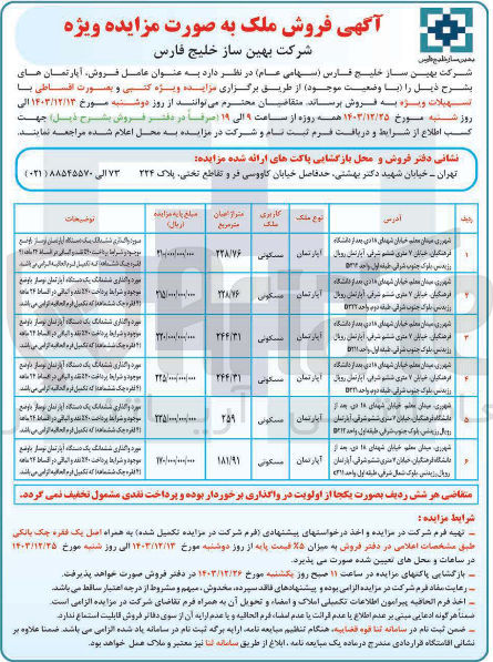 تصویر کوچک آگهی فروش آپارتمان های مسکونی در 6 ردیف