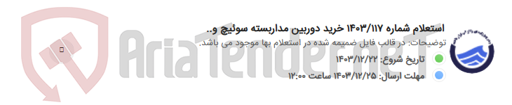 تصویر کوچک آگهی استعلام شماره 1403/117 خرید دوربین مداربسته سوئیچ و..