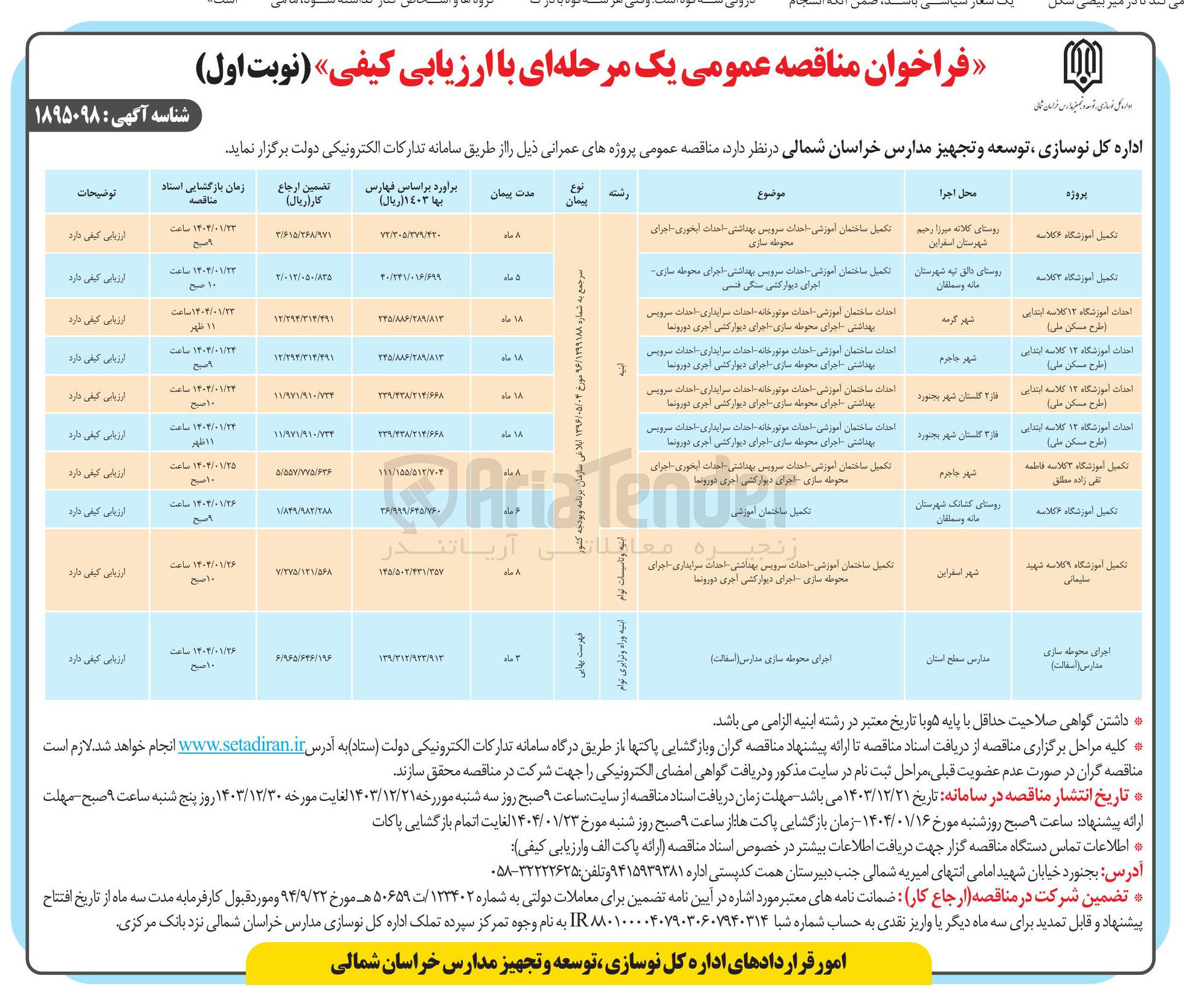 تصویر کوچک آگهی تکمیل آموزشگاه 6 کلاسه 