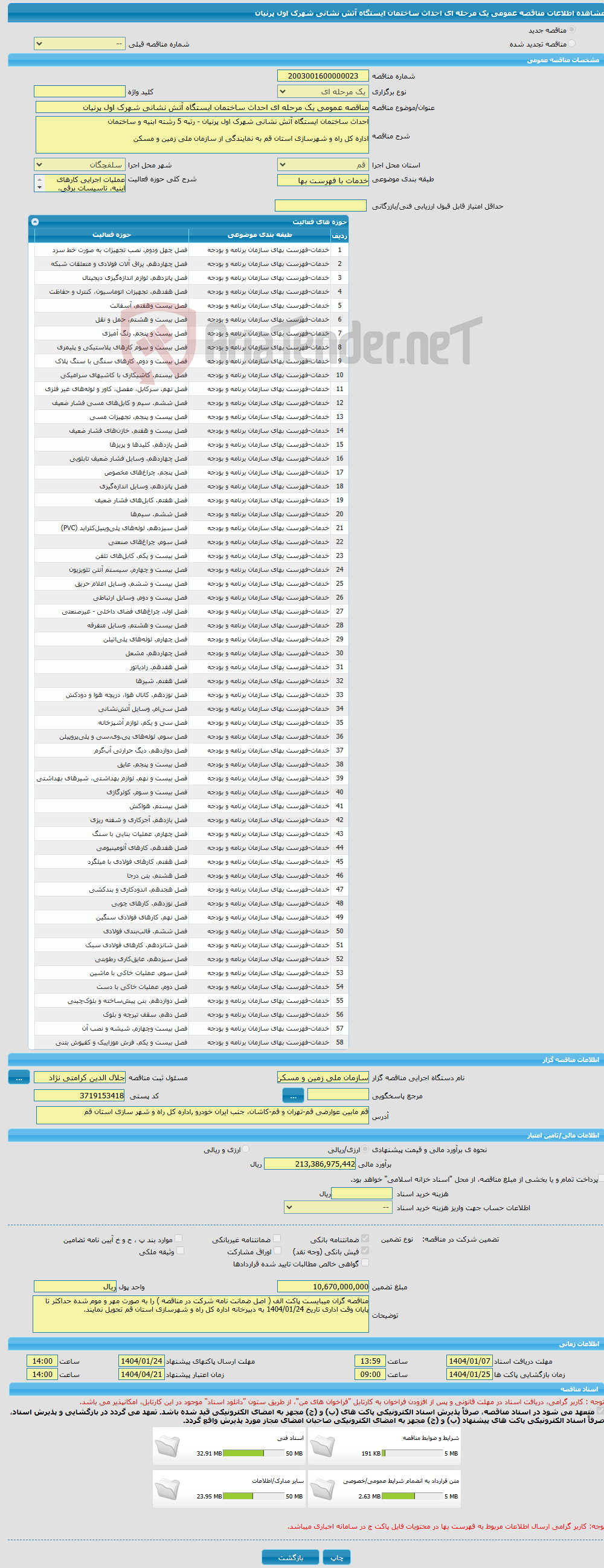 تصویر کوچک آگهی مناقصه عمومی یک مرحله ای احداث ساختمان ایستگاه آتش نشانی شهرک اول پرنیان