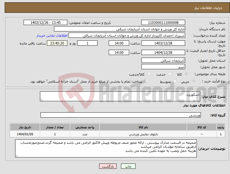 تصویر کوچک آگهی نیاز انتخاب تامین کننده-اسکوربرد