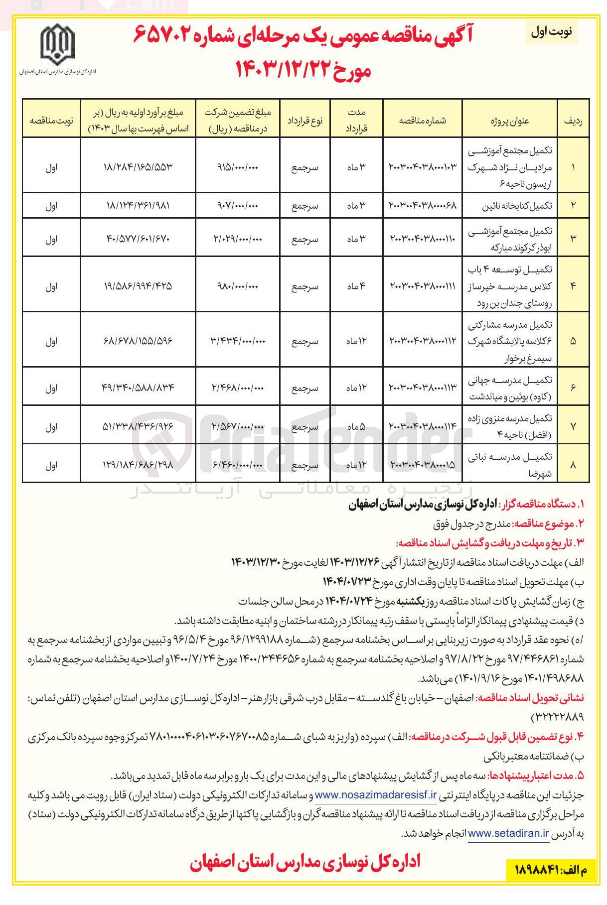 تصویر کوچک آگهی تکمیل توسعه ۴ باب کلاس مدرسه خیرساز