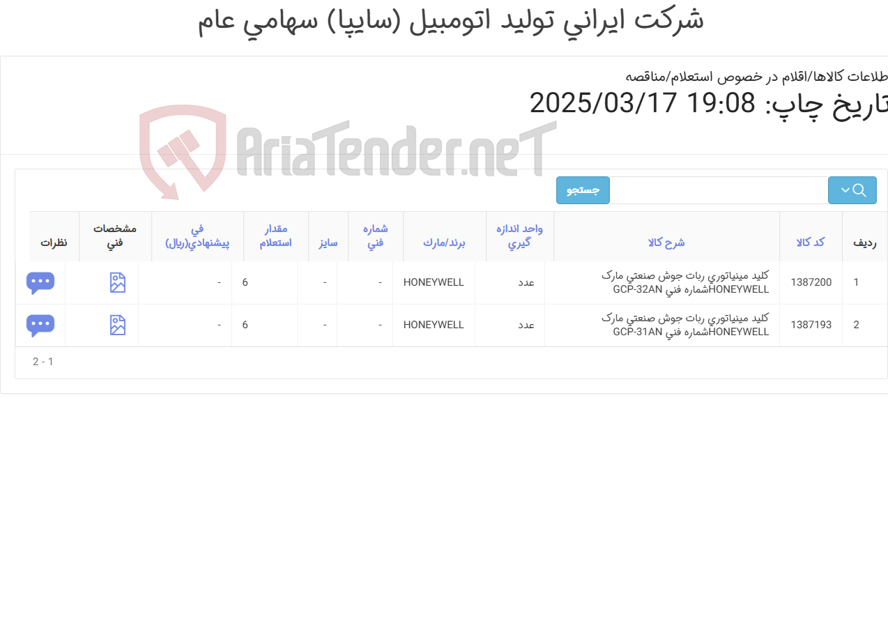 تصویر کوچک آگهی کلید مینیاتوری HONEYWELL