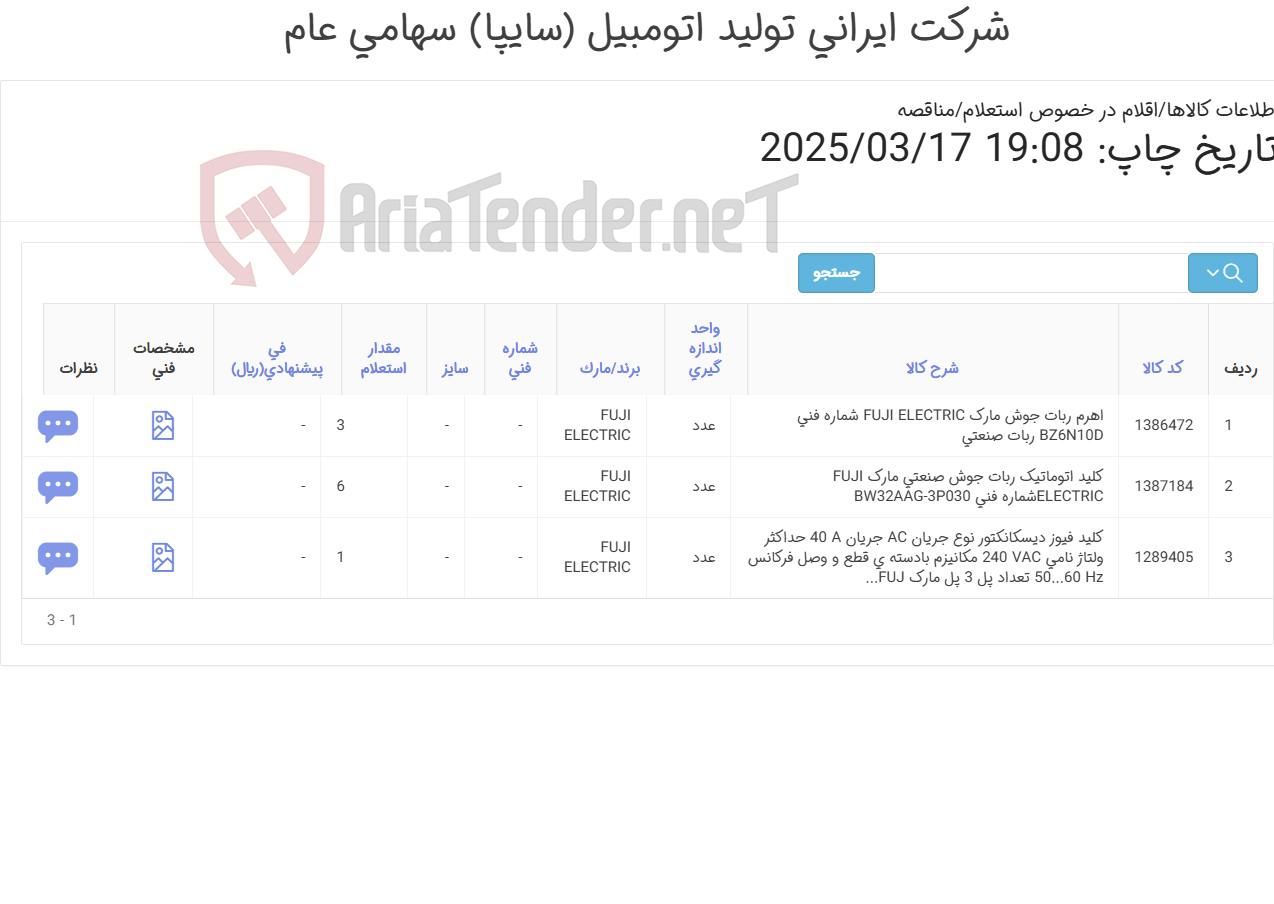 تصویر کوچک آگهی اقلام FUJI ELECTRIC