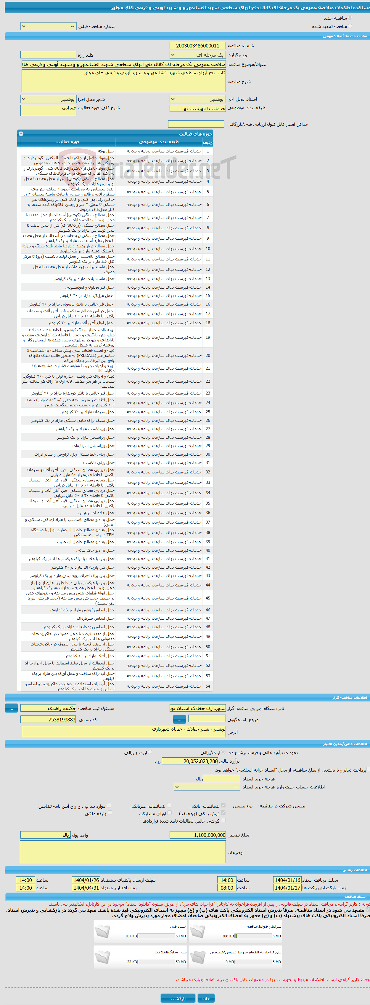تصویر کوچک آگهی مناقصه عمومی یک مرحله ای کانال دفع آبهای سطحی شهید افشانمهر و و شهید آوینی و فرعی های مجاور
