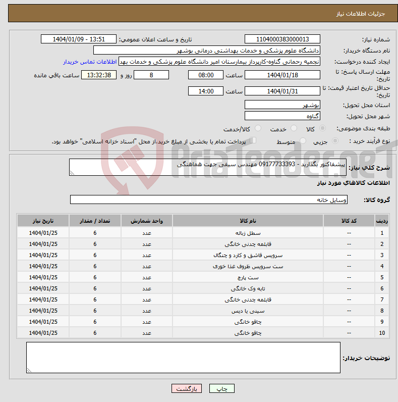 تصویر کوچک آگهی نیاز انتخاب تامین کننده-پیشفاکتور بگذارید - 09177733393 مهندس سیفی جهت هماهنگی