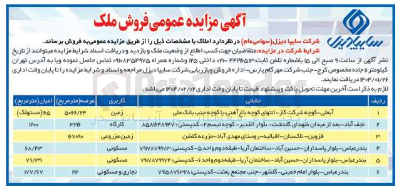 تصویر کوچک آگهی فروش املاک در 6 ردیف با کاربری زمین، کارگاه، زراعی، مسکونی، تجاری