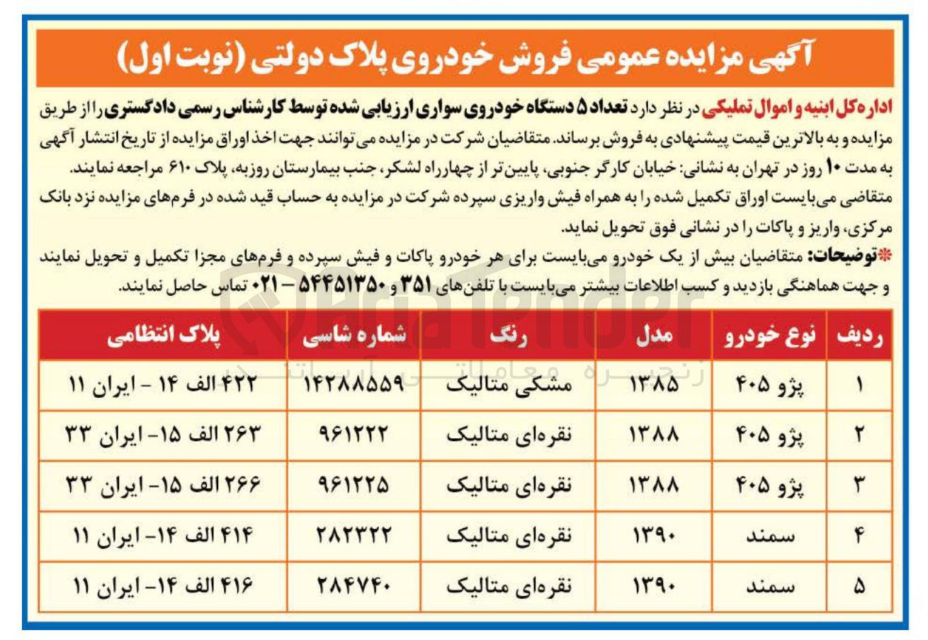 تصویر کوچک آگهی فروش تعداد ۵ دستگاه خودروی سواری (پژو 405 - سمند)