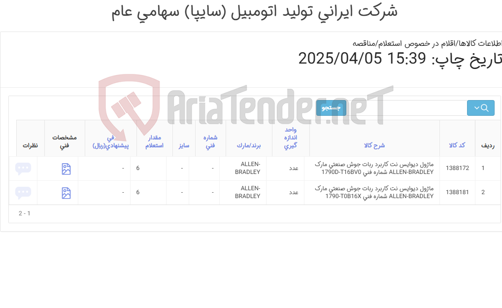 تصویر کوچک آگهی ماژول دیوایس ALLEN-BRADLEY‎