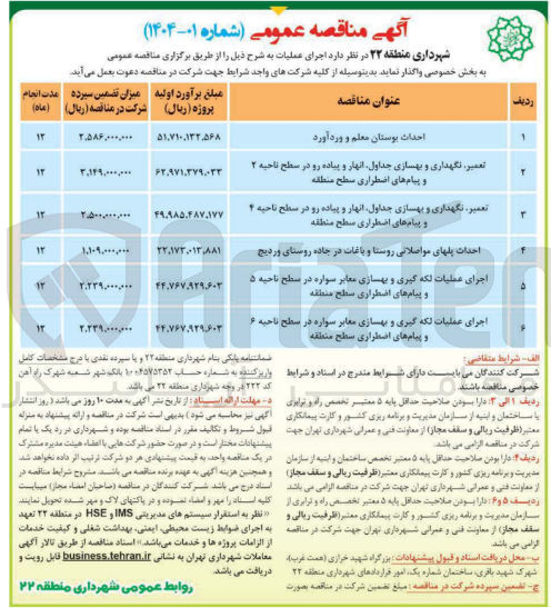 تصویر کوچک آگهی احداث بوستان معلم و ورد آورد
