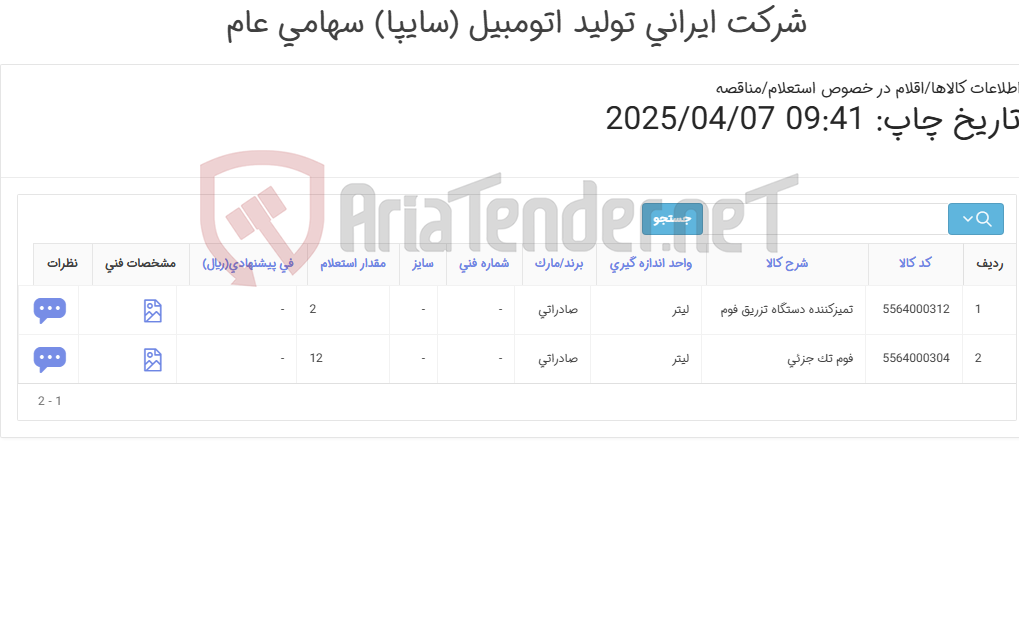 تصویر کوچک آگهی خرید فوم تک جزئی و تمیز کننده صادارتی