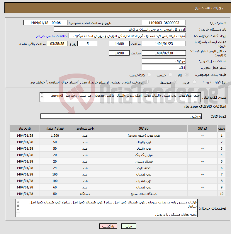 تصویر کوچک آگهی نیاز انتخاب تامین کننده-حلقه هولاهوپ، توپ مینی والیبال مولتن اصلی،توپ والیبال فاکس معمولی،میز تنیس روی میز pp-mdf، 