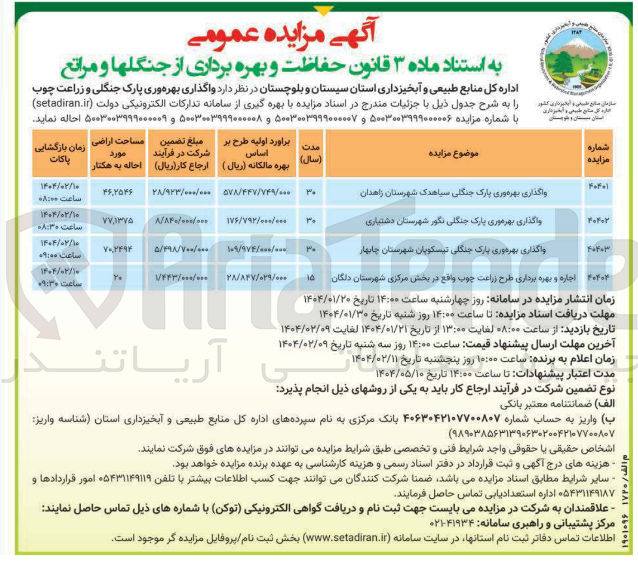 تصویر کوچک آگهی واگذاری بهره وری پارک جنگلی سیاهدی 
