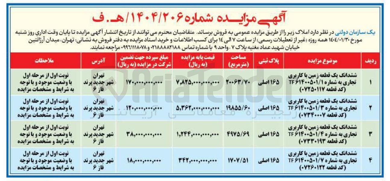 تصویر کوچک آگهی فروش املاک در 4 ردیف با کاربری تجاری