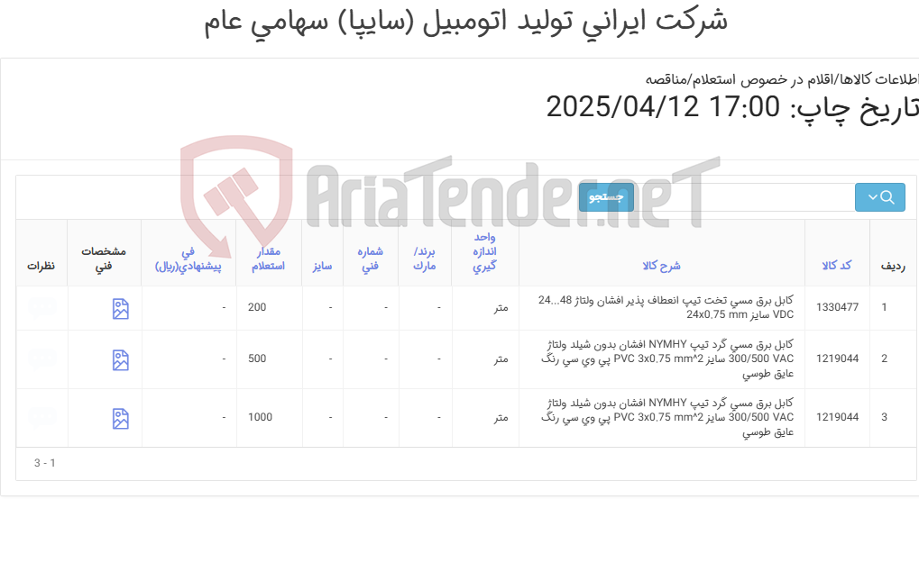 تصویر کوچک آگهی کابل برق مسی گرد
