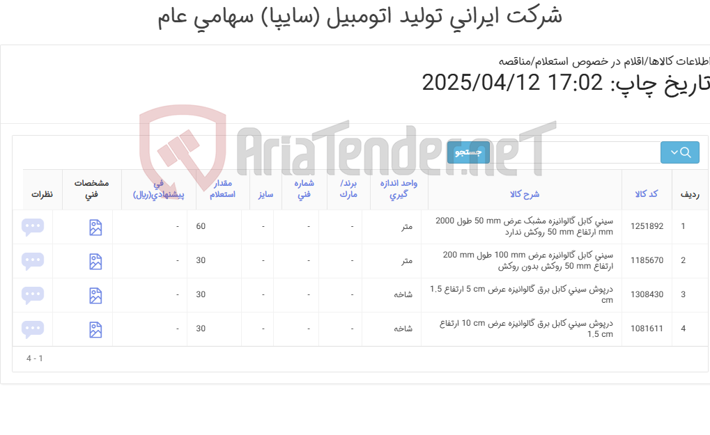 تصویر کوچک آگهی کابل و متعلقات