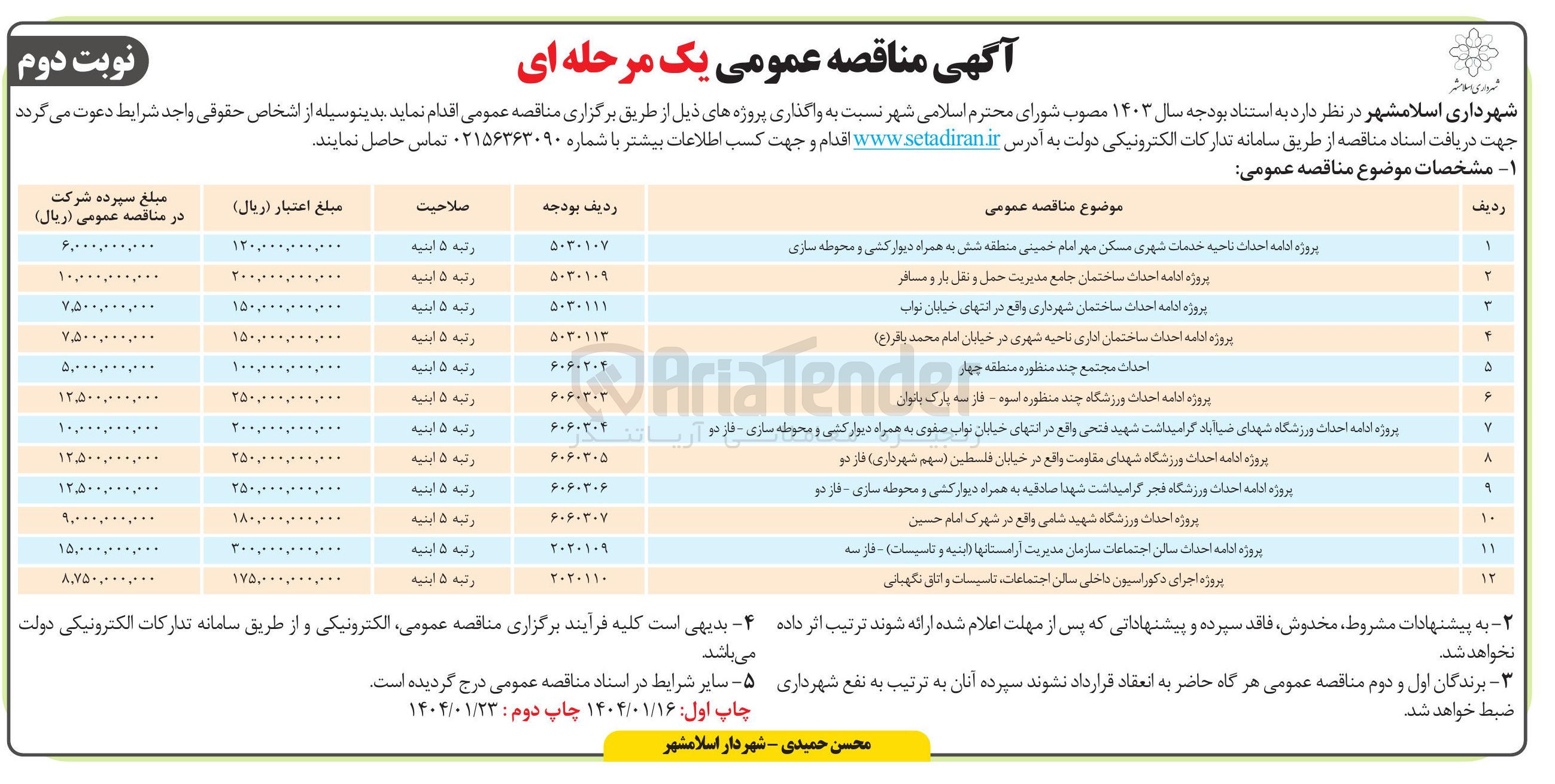 تصویر کوچک آگهی پروژه ادامه احداث ساختمان جامع مدیریت حمل و نقل بار و مسافر 