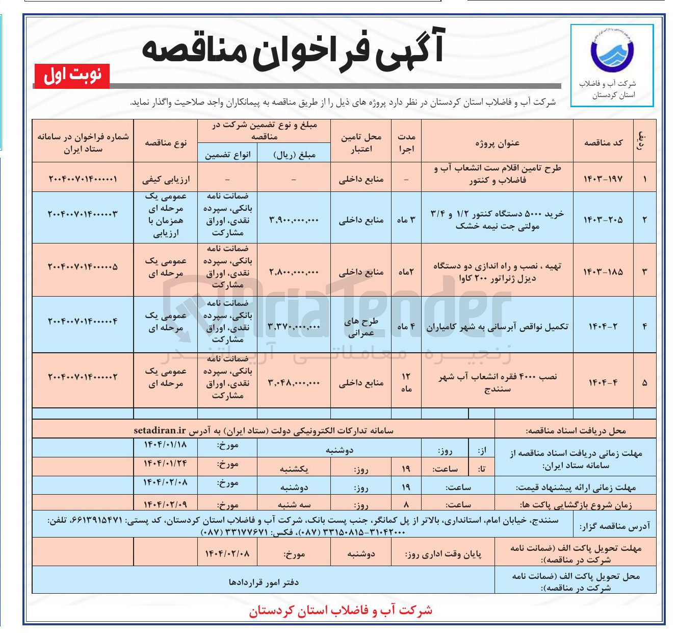 تصویر کوچک آگهی نصب ۴۰۰۰ فقره انشعاب آب