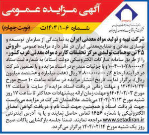 تصویر کوچک آگهی فروش ۴۵ تن بو همایت تولیدی مرکز تحقیقات کاربرد مواد معدنی