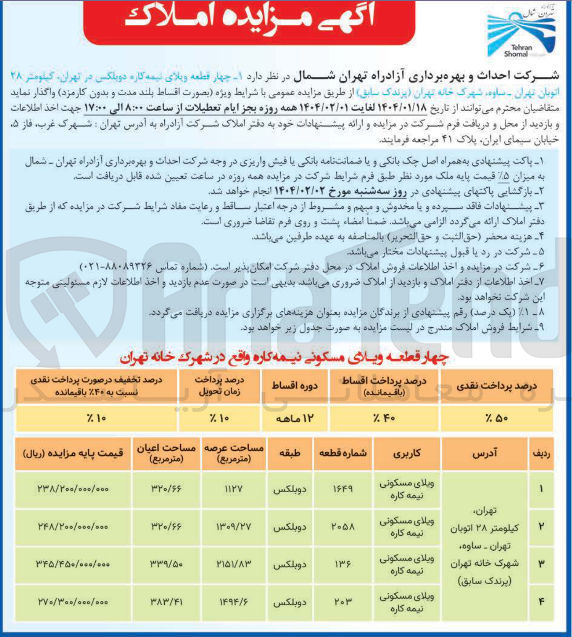 تصویر کوچک آگهی چهار قطعه ویلای نیمه کاره دوبلکس