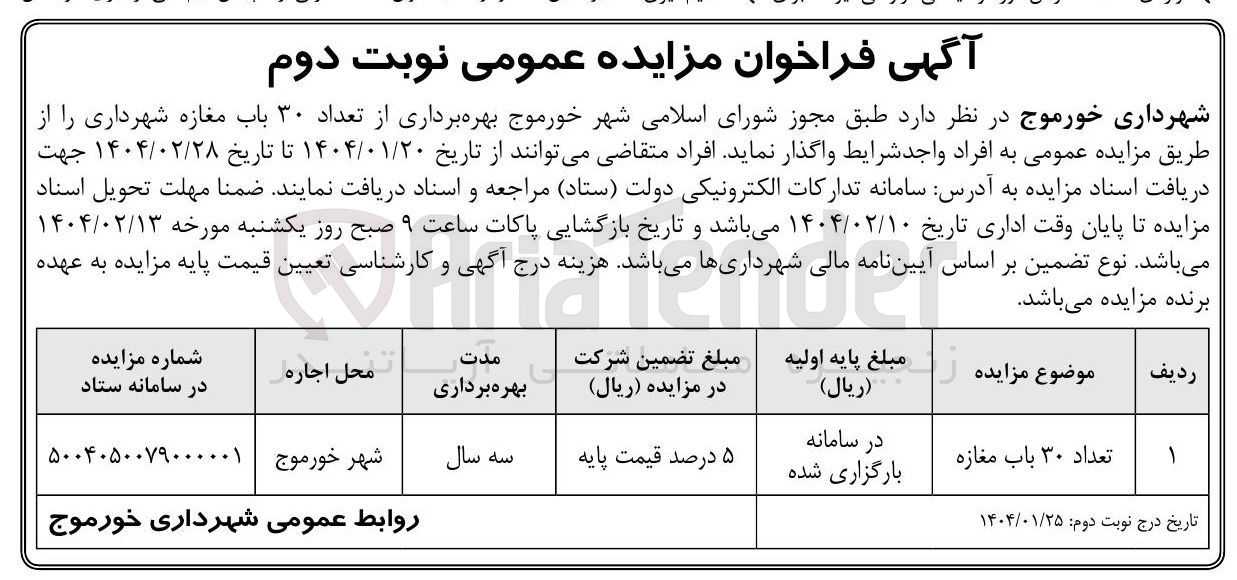 تصویر کوچک آگهی  تعداد ۳۰ باب مغازه