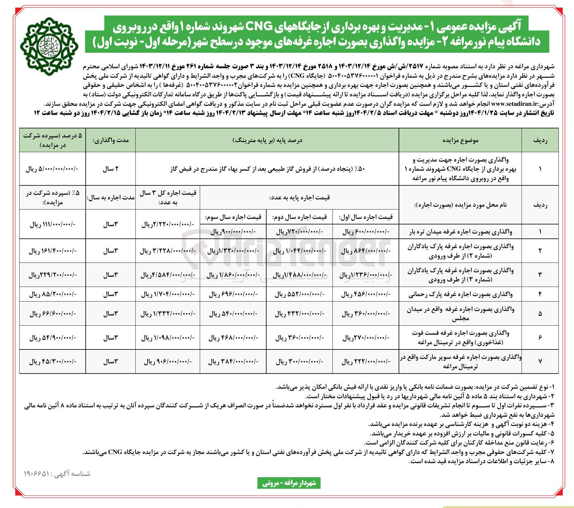 تصویر کوچک آگهی مدیریت و بهره برداری از جایگاه های CNG شهروند شماره ۱ 