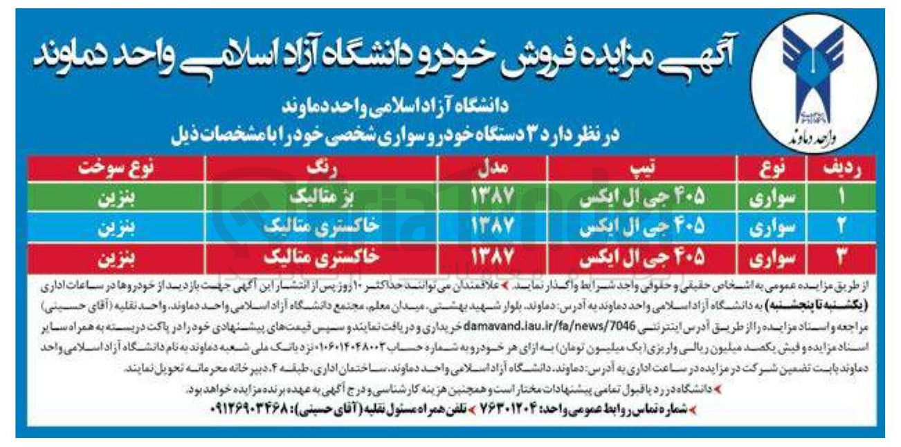 تصویر کوچک آگهی فروش ۳ دستگاه خودرو سواری شخصی